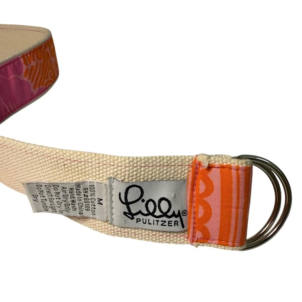 Lilly Pulitzer Belt Canvas Tropical Floral Print D Ring Women M‎ Cotton
